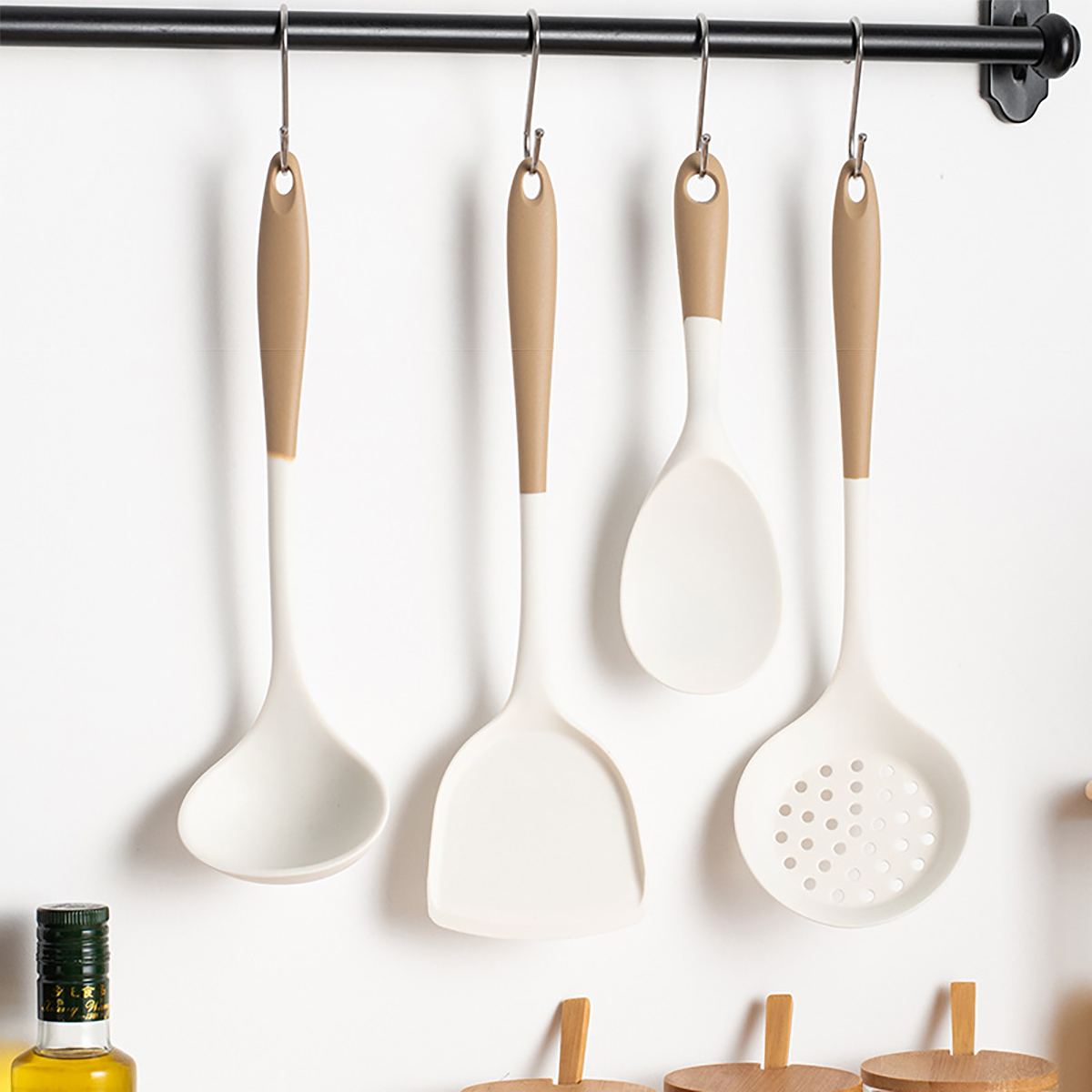 Home Cooking Supplies - 4ชิ้นเครื่องครัวซิลิโคนชุดหม้อพลั่วช้อนรั่วช้อนซุปทัพพีชุดทำอาหารงานปาร์ตี้เครื่องมือทำครัวบ้าน