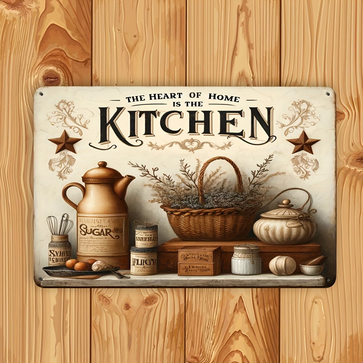 Home Cooking Quotes - ป้ายตกแต่งผนังโลหะสไตล์วินเทจสำหรับห้องครัว - 