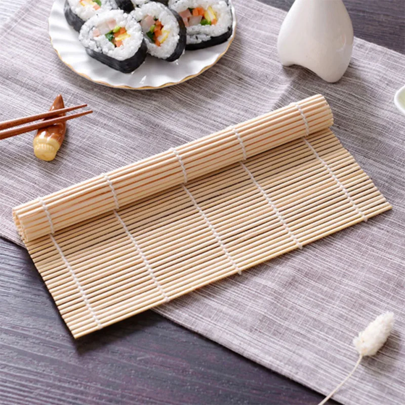 Sushi Mat Bamboo - เสื่อซูชิไม้ไผ่ที่สวยงามพร้อมข้าวม้วนสาหร่ายทะเลสีขาว Curling Non Stick ห้องครัวสไตล์ญี่ปุ่น Essential