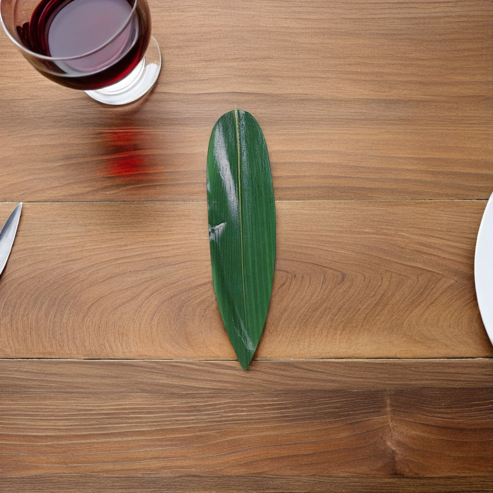 Sushi Mat Bamboo - 100 ชิ้น ใบไม้ประดิษฐ์สำหรับจัดจานซูชิ แผ่นไม้ไผ่ ใบไม้ตกแต่งจานเรือ ของตกแต่งจานซาชิมิ