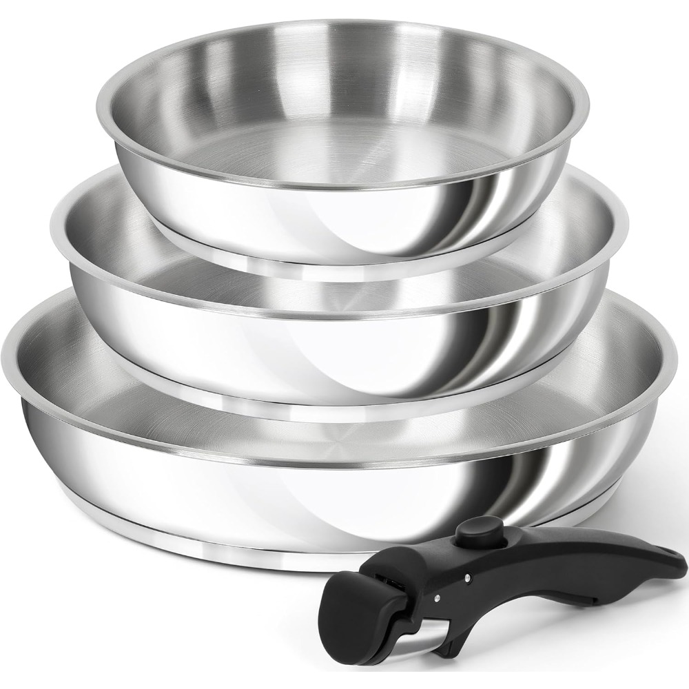 Paella Pan Steel - ชุดกระทะสแตนเลส MICHELANGELO พร้อมด้ามจับถอดได้ ฐานสามชั้น ชุดกระทะสแตนเลส