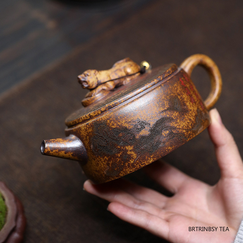 Tagine Clay Pot - จีน Yixing กาน้ําชาดินสีม่วง Handmade Dragon Tiger