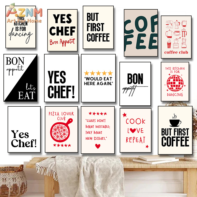 Home Cooking Quotes - AZNM ครัว กาแฟ เชฟ คำคม พิมพ์บนผ้าใบ