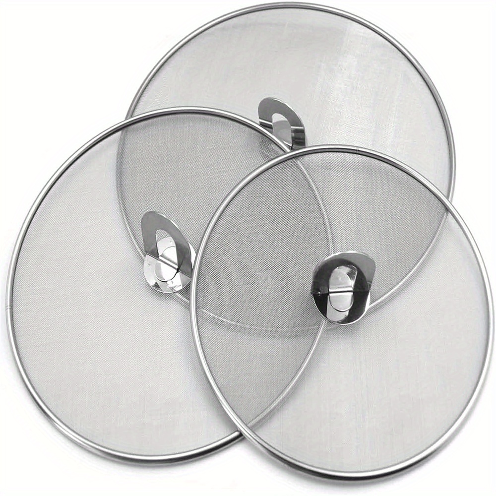 Paella Pan Steel - 3 ชิ้น/แพ็ค Splatter สําหรับทําอาหารสแตนเลสจาระบีสําหรับกระทะ Ultra Fine
