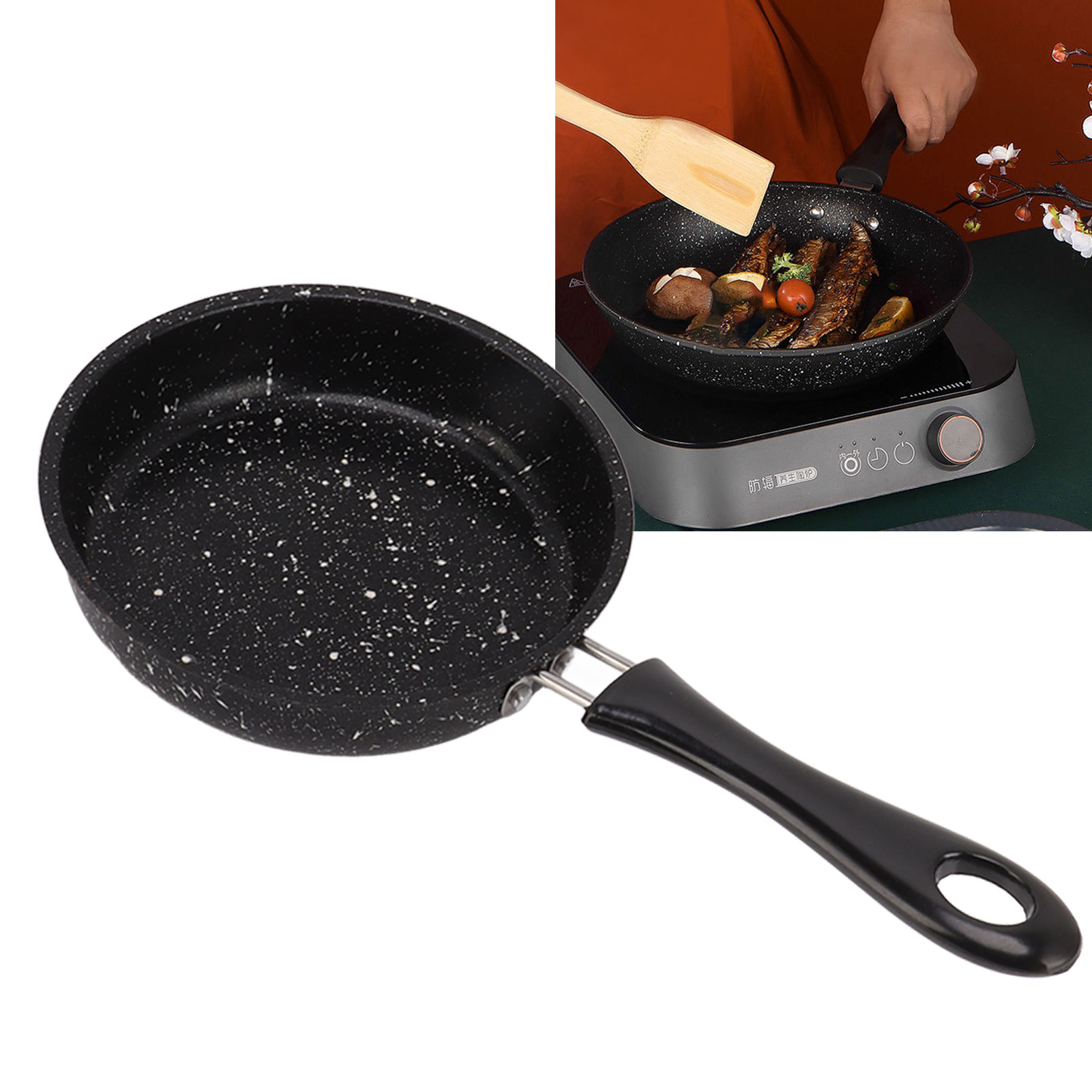 Crepe Pan Nonstick - กระทะสแตนเลสสตีลไข่ PAN ERGONOMIC Handle Fast แม้