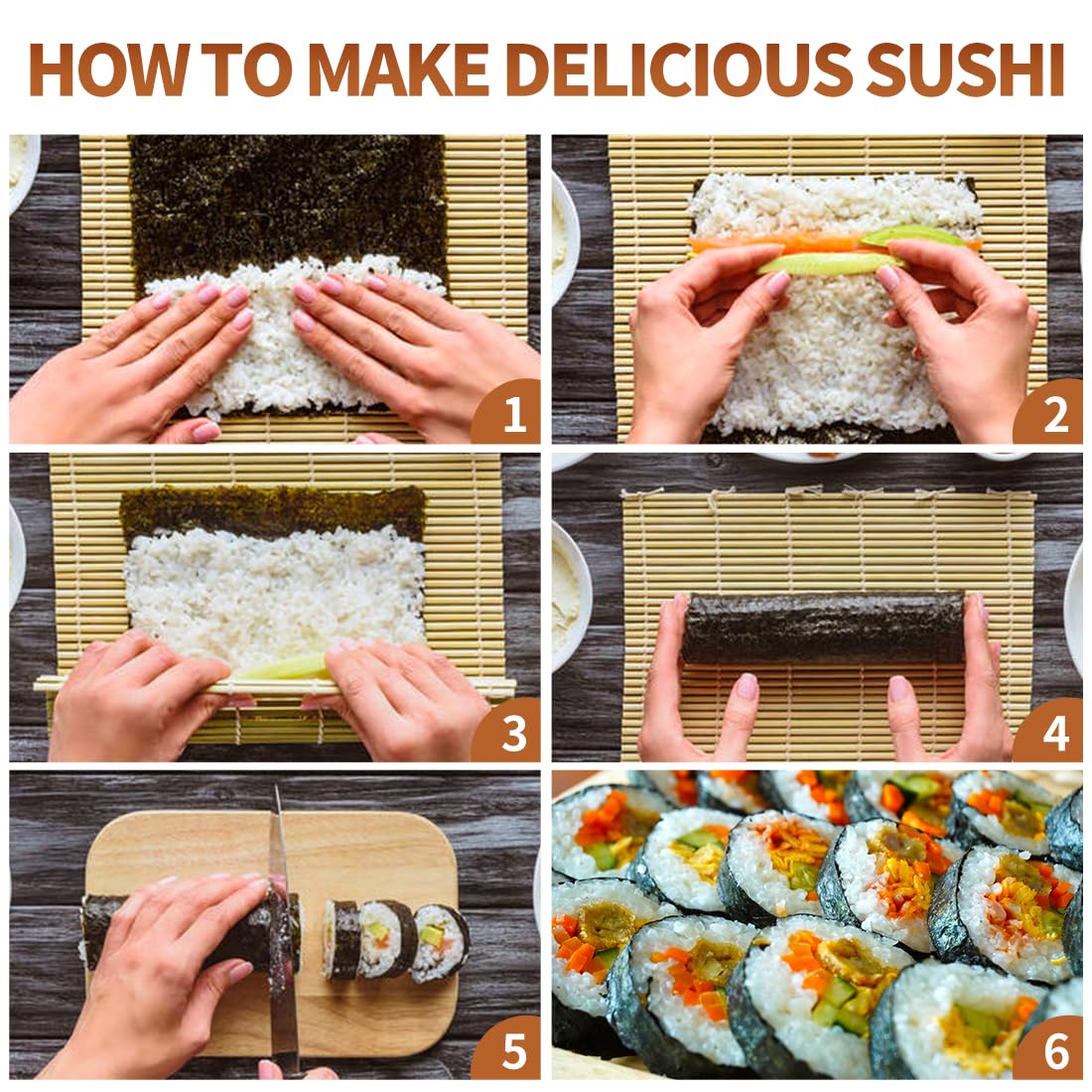 ชุดทําซูชิพร้อมเสื่อซูชิไม้ไผ่ - Sushi Mat Bamboo บทวิจารณ์และราคา