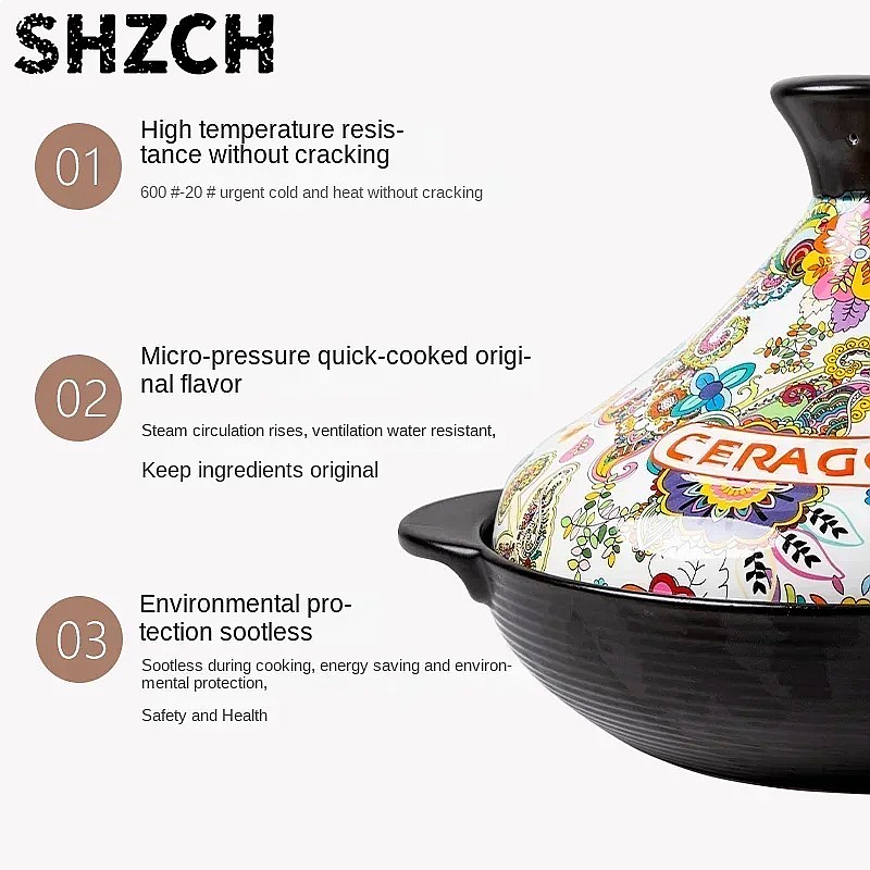 หม้อดินเผาเซรามิก 2 ลิตร สำหรั - Tagine Clay Pot บทวิจารณ์และราคา